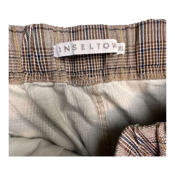 Tinseltown Cargo Pants Women's XL Brown Gray Plaid High Rise Pull-On Drawstring - Picture 6 of 10